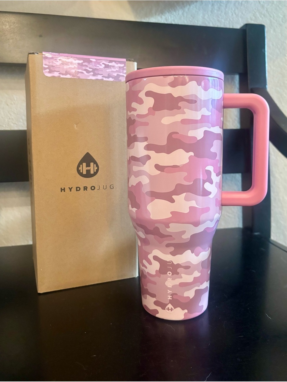 HydroJug Pink Camo 40oz Insulated Travel Tumbler with Handle